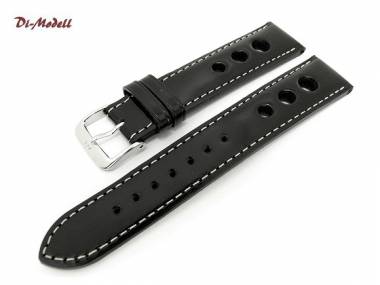 Watch band 18mm black by Di-Modell -Can-Am- racing design patent leather (width of buckle 16 mm) - Bild vergr��ern 