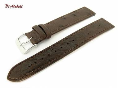 Watch band 18mm dark brown Di-Modell genuine ostrich few quills -Savanna- (width of buckle 16 mm) - Bild vergr��ern 