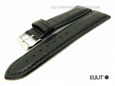 Watch band 20mm black EULIT -Chroneo- alligator grain robust - Bild vergr��ern 
