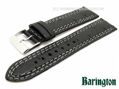 Watch band 20mm black Barington genuine ostrich light colored double stitching - Bild vergr��ern 