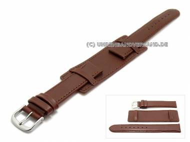 Watch band 16mm brown with leather pad smooth surface (width of buckle 16 mm) - Bild vergr��ern 