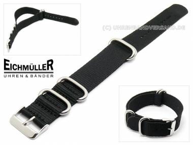 Watch band -NATO- 20mm black one-piece band from Eichmueller - Bild vergr��ern 