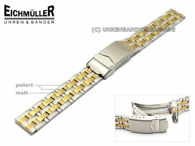 Watch band 14mm stainless steel dual tone elegant partly polished from Eichmueller - Bild vergr��ern 