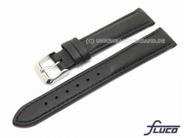 Watch band -Chrono Nabucco- 22mm black smooth surface by Fluco (width of buckle 20 mm) - Bild vergr��ern 
