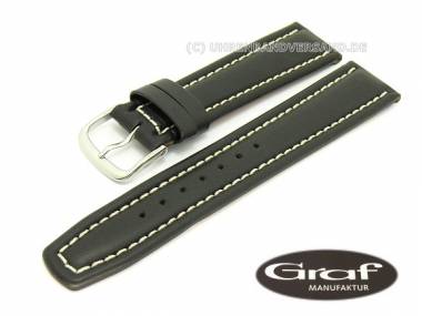 Watch band -Montana Sportive- 22mm black light contrast stitching by Graf (width of buckle 18 mm) - Bild vergr��ern 