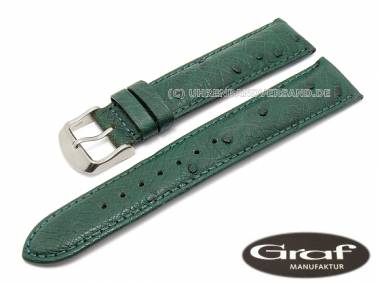 Watch band -Lima- 22mm green genuine ostrich padded by Graf (width of buckle 18 mm) - Bild vergr��ern 