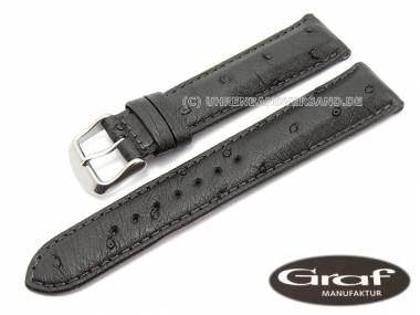 Watch band -Lima- 20mm black genuine ostrich padded by Graf (width of buckle 18 mm) - Bild vergr��ern 