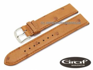 Watch band -Burma- 15mm light brown genuine ostrich thin by Graf (width of buckle 14 mm) - Bild vergr��ern 