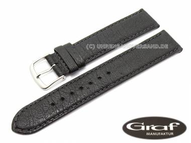 Watch band -Burma- 15mm black genuine ostrich thin by Graf (width of buckle 14 mm) - Bild vergr��ern 