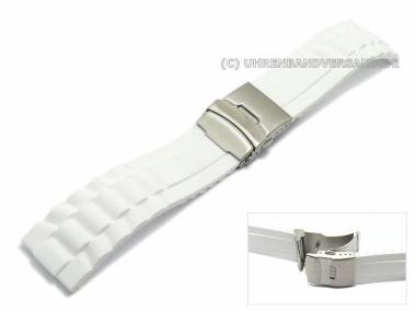 Watch band 24mm white silicone structured surface deployment clasp (width of buckle 22 mm) - Bild vergr��ern 