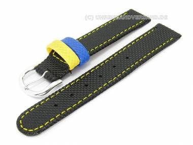 Watch band for children 16mm black loops yellow and blue (width of buckle 16 mm) - Bild vergr��ern 