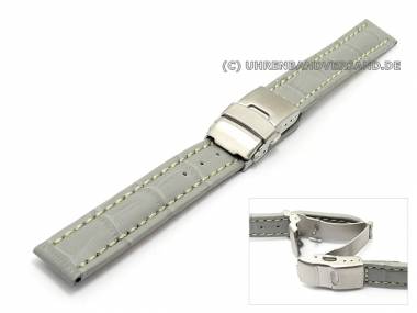 Watch band 16mm gray alligator grain light stitching clasp (width of buckle 16 mm) - Bild vergr��ern 