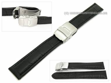 Watch band 26mm black alligator grain clasp (width of buckle 24 mm) - Bild vergr��ern 