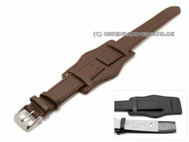 Watch band 20mm dark brown aviator style with leather backing pad (width of buckle 18 mm) - Bild vergr��ern 