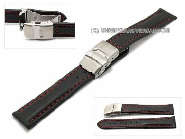  Watch band 20mm deployant clasp black red stitching (width of clasp 18 mm) - Bild vergr��ern 
