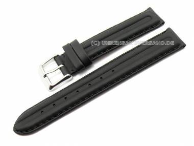Watch band 18mm black genuine leather double padding water resistant (width of buckle 18 mm) - Bild vergr��ern 