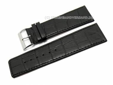 Watch band XL 30mm black alligator grain (width of buckle 28 mm) - Bild vergr��ern 