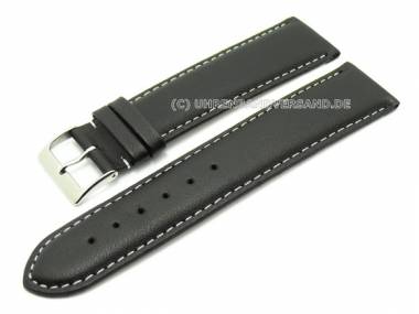 Watch band XL 26mm black calf's leather finely grained light stitching (width of buckle 24 mm) - Bild vergr��ern 