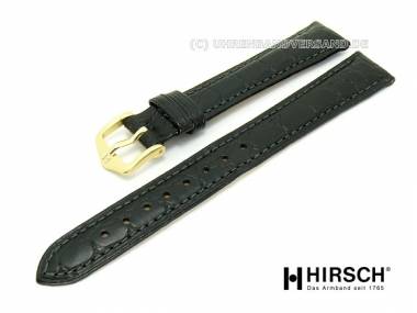 Watch band -Aristocrat- 12mm black crocodile grained stitched by HIRSCH (width of buckle 10 mm) - Bild vergr��ern 