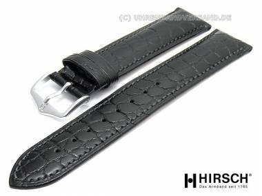 Watch band -Aristocrat- 20mm black crocodile grained stitched by HIRSCH (width of buckle 18 mm) - Bild vergr��ern 
