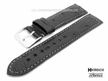 Manufactory watch band -Classico- 20mm black genuine ostrich from the HIRSCH Artisanal Collection - Bild vergr��ern 