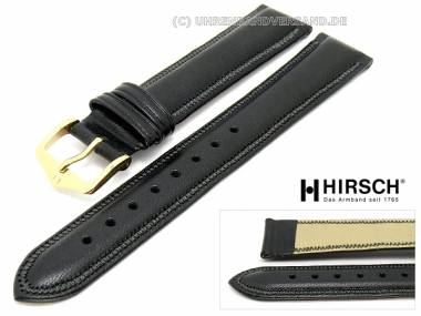 Watch band -Ascot- 19mm black smooth surface yoke seam by HIRSCH - Bild vergr��ern 