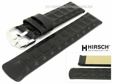 Watch band -Aviator- 22mm black extravagant without stitching by HIRSCH - Bild vergr��ern 