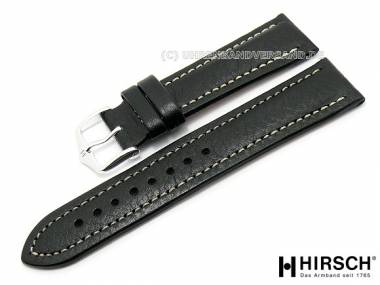 Watch band -Buffalo- 22mm black leather light stitching by HIRSCH (width of buckle 20 mm) - Bild vergr��ern 