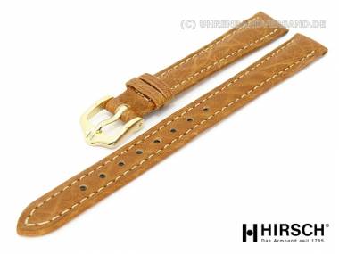 Watch band XS -Camelgrain- 14mm honey brown grained surface by HIRSCH (width of buckle 12 mm) - Bild vergr��ern 