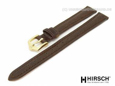Watch band -Camelgrain- 10mm dark brown grained surface by HIRSCH (width of buckle 08 mm) - Bild vergr��ern 