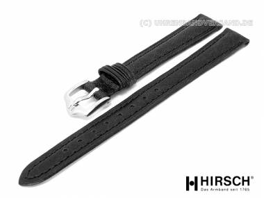 Watch band -Camelgrain- 12mm black grained surface by HIRSCH (width of buckle 10 mm) - Bild vergr��ern 