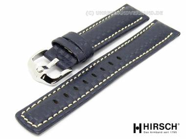 Watch band XL -Carbon- 22mm blue light colored stitching by HIRSCH - Bild vergr��ern 