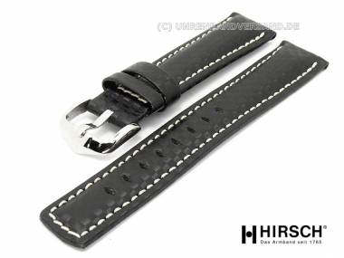 Watch band -Carbon- 18mm black light colored stitching by HIRSCH - Bild vergr��ern 