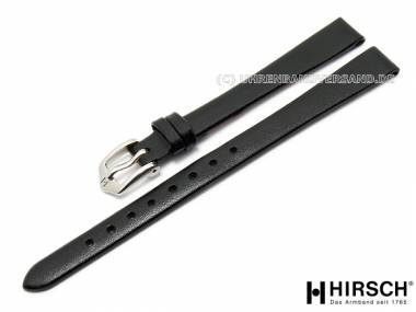 Watch band -Diamond Calf- 10mm black smooth without stitching by HIRSCH (width of buckle 8 mm) - Bild vergr��ern 