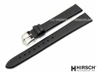 Watch band -Diamond Calf- 13mm black smooth without stitching by HIRSCH (width of buckle 10 mm) - Bild vergr��ern 
