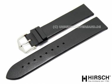Watch band -Diamond Calf- 19mm black smooth without stitching by HIRSCH (width of buckle 16 mm) - Bild vergr��ern 