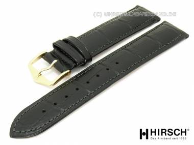 Watch band -Duke - 24mm black alligator grain stitched by HIRSCH - Bild vergr��ern 