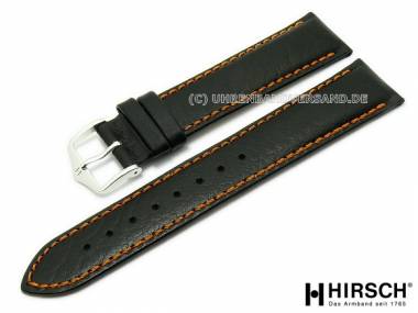 Watch band -Jumper- 22mm black grained orange stitching by HIRSCH (width of buckle 20 mm) - Bild vergr��ern 
