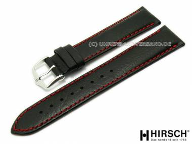 Watch band XL -Jumper- 18mm black grained red stitching by HIRSCH (width of buckle 16 mm) - Bild vergr��ern 