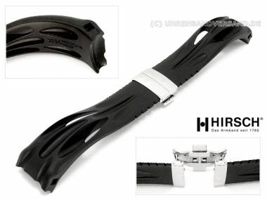 Watch band -Lance- 22mm black natural caoutchouc with curved ends by HIRSCH - Bild vergr��ern 