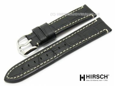 Watch band -Knight- 22mm black aviator style light stitching by HIRSCH (width of buckle 20 mm) - Bild vergr��ern 