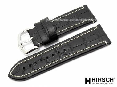 Watch band -Knight- 28mm black aviator style light stitching by HIRSCH (width of buckle 26 mm) - Bild vergr��ern 