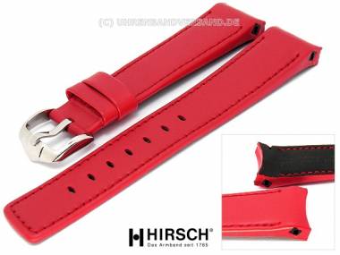 Watch band -Mobile- 22mm red smooth surface stitched with curved ends by HIRSCH Leonardo - Bild vergr��ern 