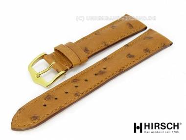 Watch band -Massai- 20mm light brown stitched ostrich leather by HIRSCH (width of buckle 16 mm) - Bild vergr��ern 