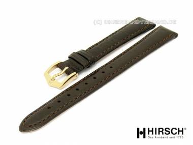 Watch band -Sheep- 16mm dark brown smooth surface stitched sheepskin by HIRSCH - Bild vergr��ern 