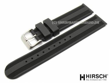 Watch band -Silverstone- 20mm black synthetic with grooved pattern by HIRSCH - Bild vergr��ern 