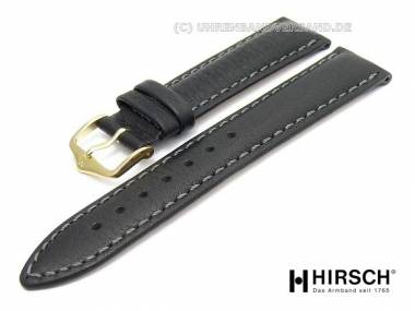 Watch band -Traveller- 20mm black grained surface stitched by HIRSCH - Bild vergr��ern 