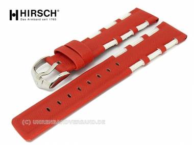 Watch band -Railing- 22mm red textile in a typical sailing design by HIRSCH - Bild vergr��ern 