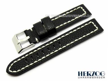 Watch band -Aviator- 20mm black aviator look grained Herzog (width of buckle 20 mm) - Bild vergr��ern 