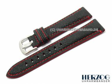 Watch strap -Slackline- 22mm black calf�s leather grained by HERZOG (width of buckle 20 mm) - Bild vergr��ern 